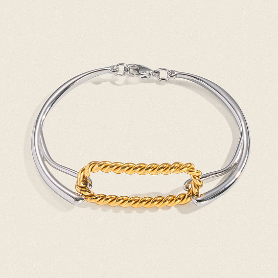 Минималистичные 304 браслеты из нержавеющей стали для женщин, овальные