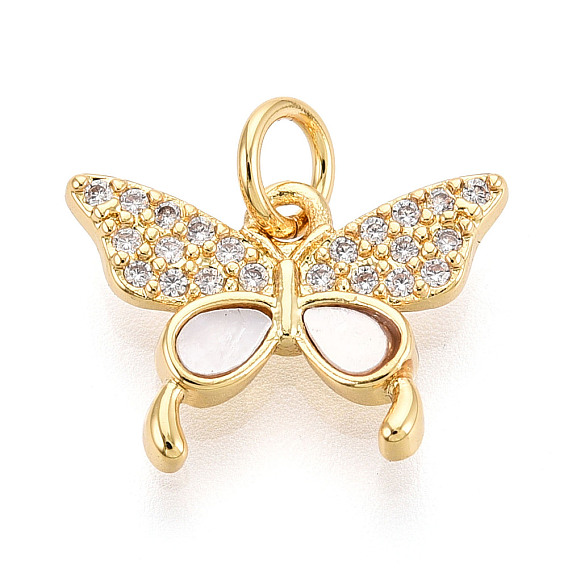 Латунные микропаве прозрачные подвески с фианитом, без кадмия и без свинца, с оболочкой, бабочка, с целью перехода в кольце