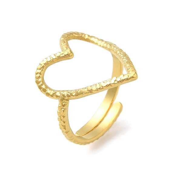 Ионное покрытие (ip) 304 кольцо из нержавеющей стали с полым сердцем и открытой манжетой для женщин