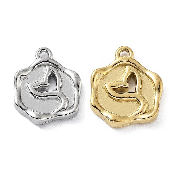 304 подвески из нержавеющей стали, цветок с подвеской рыбий хвост