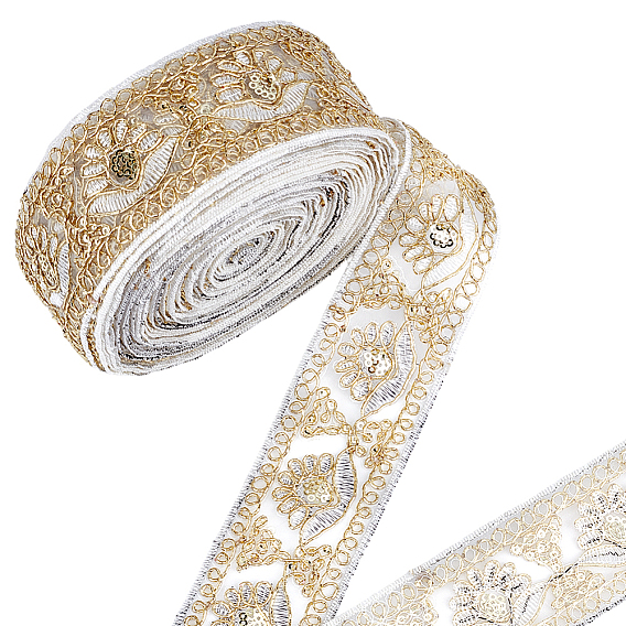 10 ярдов органзы с вышивкой цветов лентами с пайетками