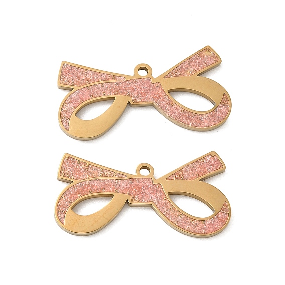 304 подвески из нержавеющей стали, бантом прелести, с эмалью и блестящей пудрой, ионное покрытие (ip)