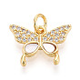 Латунные микропаве прозрачные подвески с фианитом, без кадмия и без свинца, с оболочкой, бабочка, с целью перехода в кольце