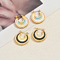 Серьги-кольца из нержавеющей стали в форме луны, с эмалью, золотые
