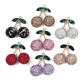Подвески из сплава глины со стразами, вишня