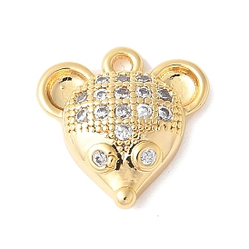 Латунные микропаве прозрачные подвески с фианитом, мышь прелести, стойки покрытие, прочное покрытие, без никеля 