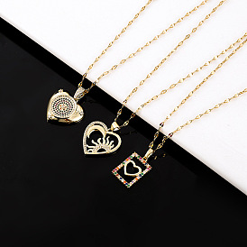 Vintage Heart Lock Collarbone Chain with Trendy Copper Plated Pendant - Fashionable and Unique.
