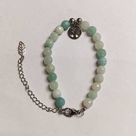 304 Stainless Steel Tree of Life Charm Bracelet with Natural Mixed Stone Beaded Chains