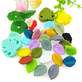 Leaf Food Grade Eco-Friendly Silicone Beads, Silicone Teething Beads
