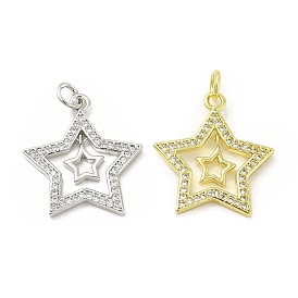 Micro cuivres ouvrent pendentifs zircone cubique, avec anneau de saut, charme étoiles