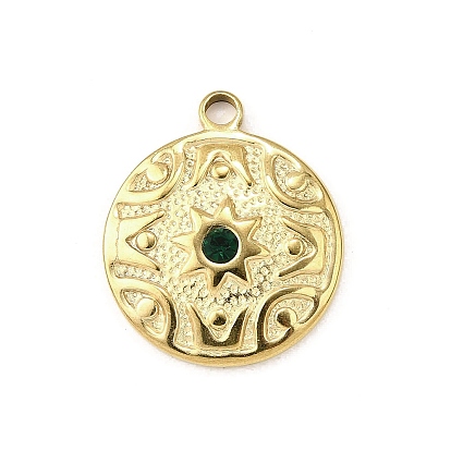 304 из нержавеющей стали горный хрусталь подвески, ионное покрытие (ip), плоско-круглые