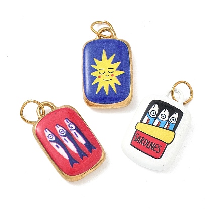 Печать 304 подвески из нержавеющей стали, прямоугольные, с целью перехода в кольце