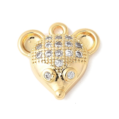 Латунные микропаве прозрачные подвески с фианитом, мышь прелести, стойки покрытие, прочное покрытие, без никеля 