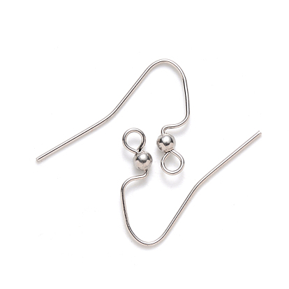 304 Stainless Steel Earring Hooks, Ear Wire, with Horizontal Loop