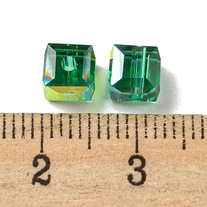 Electroplate Glass Beads, Faceted, Cube