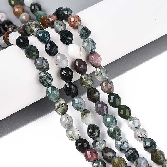 Природного индийского агата бисер нитей, баррель, граненые