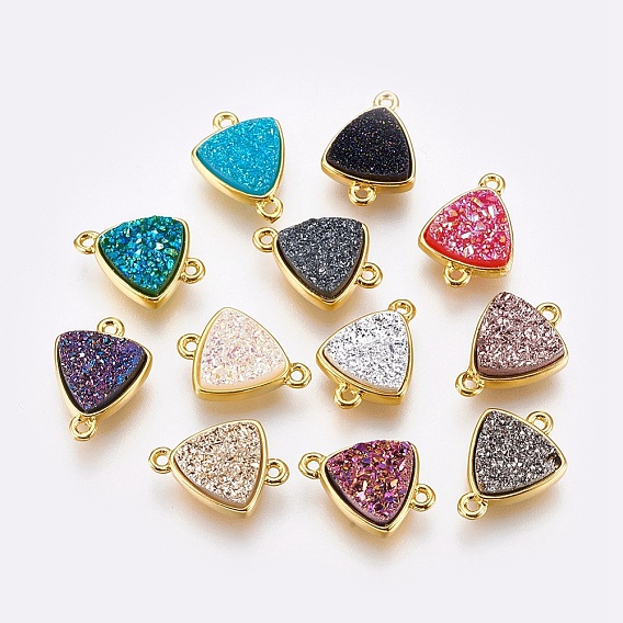 Медные звенья / разъемы, с друзой смолой, треугольные, золотые