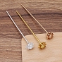Iron Hair Stick Findings, with Alloy Flower and Loop, Vintage Decorative for Hair Diy Accessory