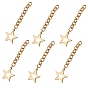 304 Stainless Steel Chain Extender, Cable Chain, with Pendants, Star