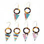 Cellulose Acetate(Resin) Dangle Earrings, with 316 Surgical Stainless Steel Earring Hooks and Printed Iron Findings, Ring and Triangle
