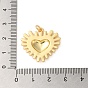 Rack Plating Valentine's Day Brass Pendants, Long-lasting Plated, Cadmium Free & Lead Free, Heart Charms
