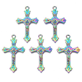 Rainbow Color Alloy Pendants, Cadmium Free & Nickel Free & Lead Free, Cross