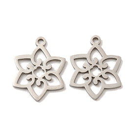 316 Surgical Stainless Steel Pendants, Laser Cut, Flower Charm