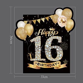 Plastic Yard Signs Display Decorations, for Outdoor Garden Decoration, Rectangle with Word Happy Birthday