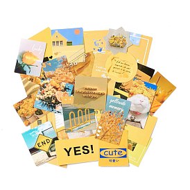 Waterproof Self Adhesive Paper Stickers, for Suitcase, Skateboard, Refrigerator, Helmet, Mobile Phone Shell, Yellow
