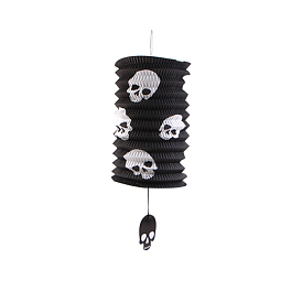 Halloween Paper Lanterns, Foldable Organ Lantern for Halloween Party, Skull Pattern