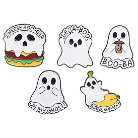 Cute Food Ghost Brooch, Halloween Alloy Enamel Pins, Original Clothing Accessories Collar Pin Chest Flower