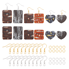 SUPERFINDINGS DIY Earring Making Kit, Including 12Pcs 6 Style Cellulose Acetate(Resin) Pendants, Iron Earring Hooks & Open Jump Rings