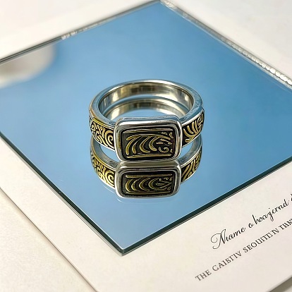Anillos abiertos de puño de aleación retro, Rectángulo