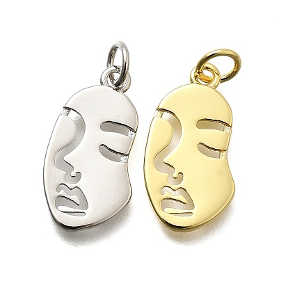 Латунные подвески, лицо, долговечный, без свинца и без кадмия, стойки покрытие, с целью перехода в кольце