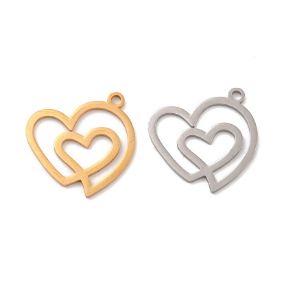 201 Stainless Steel Pendants, Double Heart
