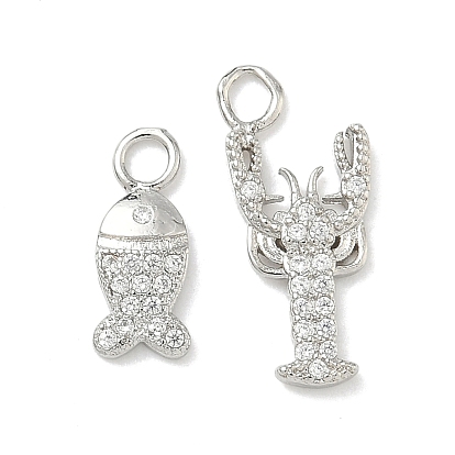 Латунные микропаве прозрачные подвески с фианитом, платина