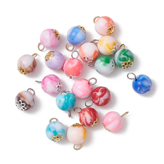 20 шт. Непрозрачные подвески из акрила, с 304 петлями из нержавеющей стали, круглые