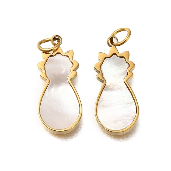 Ионное покрытие (ip) 304 подвески из нержавеющей стали, с ракушкой и кольцом для прыжков, ананасовый шарм