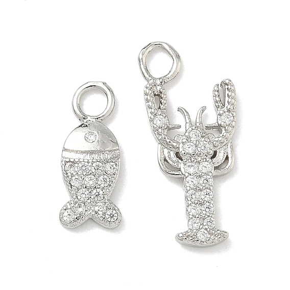 Латунные микропаве прозрачные подвески с фианитом, платина