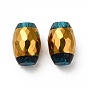Opaque Electroplate Glass Beads, Golden Plated, Faceted, Oval