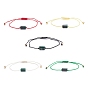 Natural Emerald Column Braided Bead Bracelet, Gemstone Adjustable Bracelet for Women