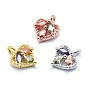 Brass Charms, with Cubic Zirconia, Lead Free & Cadmium Free & Nickel Free, Heart