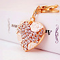 Crystal Rose Flower Alloy Heart Car Keychain Women's Bag Accessory Heart-shaped Couple Pendant