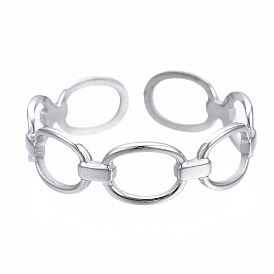 304 anillo de puño abierto con envoltura ovalada de acero inoxidable, anillo hueco grueso para mujer