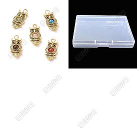 50Pcs Mixed Gemstone Pendants, Animal Charm, with Antique Golden Plated Tibetan Style Alloy Findings and Iron Loops, Mixed Dyed and Undyed