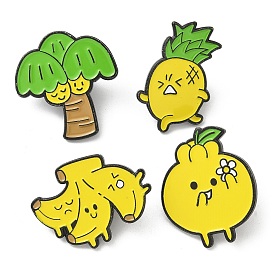 Fruit Theme Enamel Pins, Black Alloy Brooches for Backpack Clothes