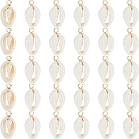 60pcs pendentifs en coquillage cauris naturel, avec fil de cuivre écologique