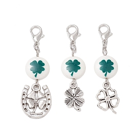 3 шт. клевер синтетический белый нефрит подвеска украшения, подвески из сплава и застежки-клешни для сумок