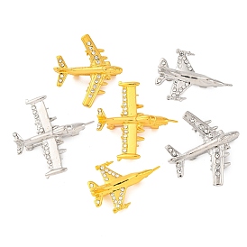 Zinc Alloy Crystal Rhinestone Brooch, Airplane