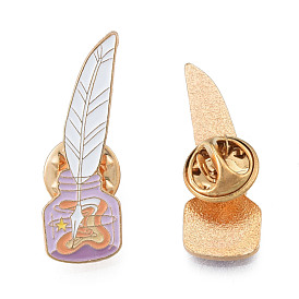 Feather Quill Enamel Pin, Light Gold Plated Alloy Study Supplies Badge for Backpack Clothes, Nickel Free & Lead Free